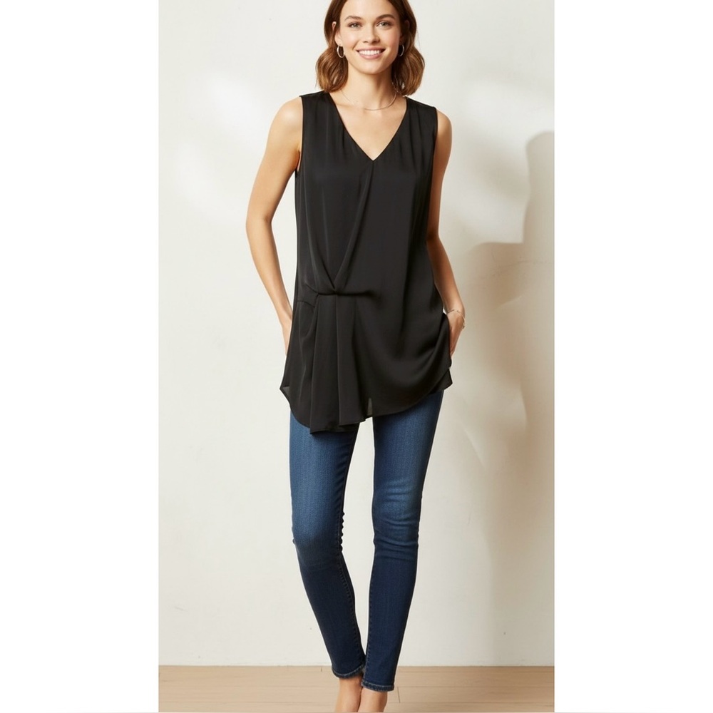 Anthropologie Dolan Left Coast Lokoya Tucked Tunic Sz. Small in Black